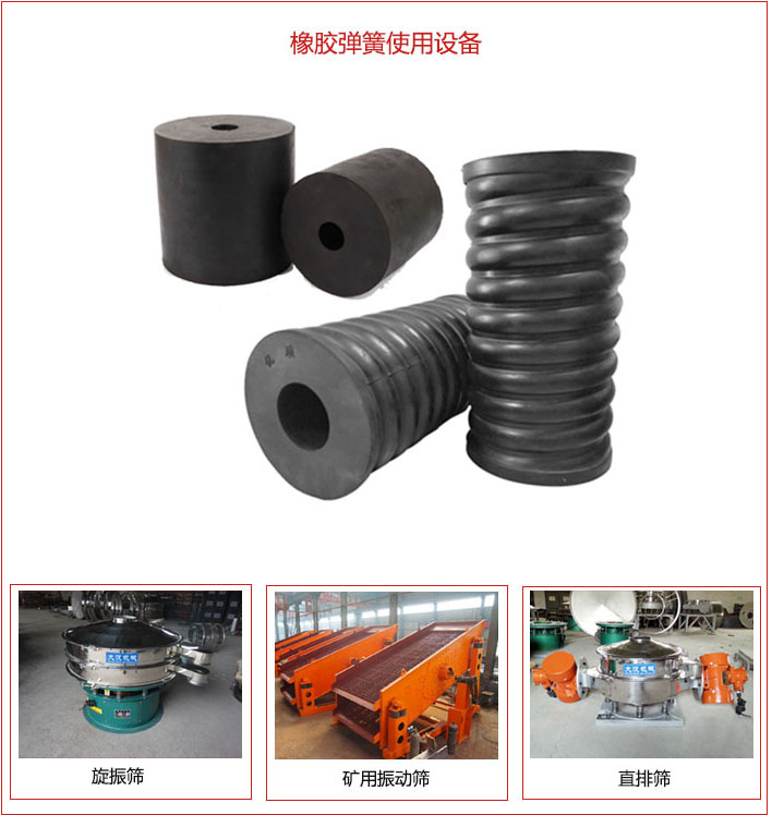 橡膠彈簧適用設備：旋振篩，礦用振動篩，直排篩等